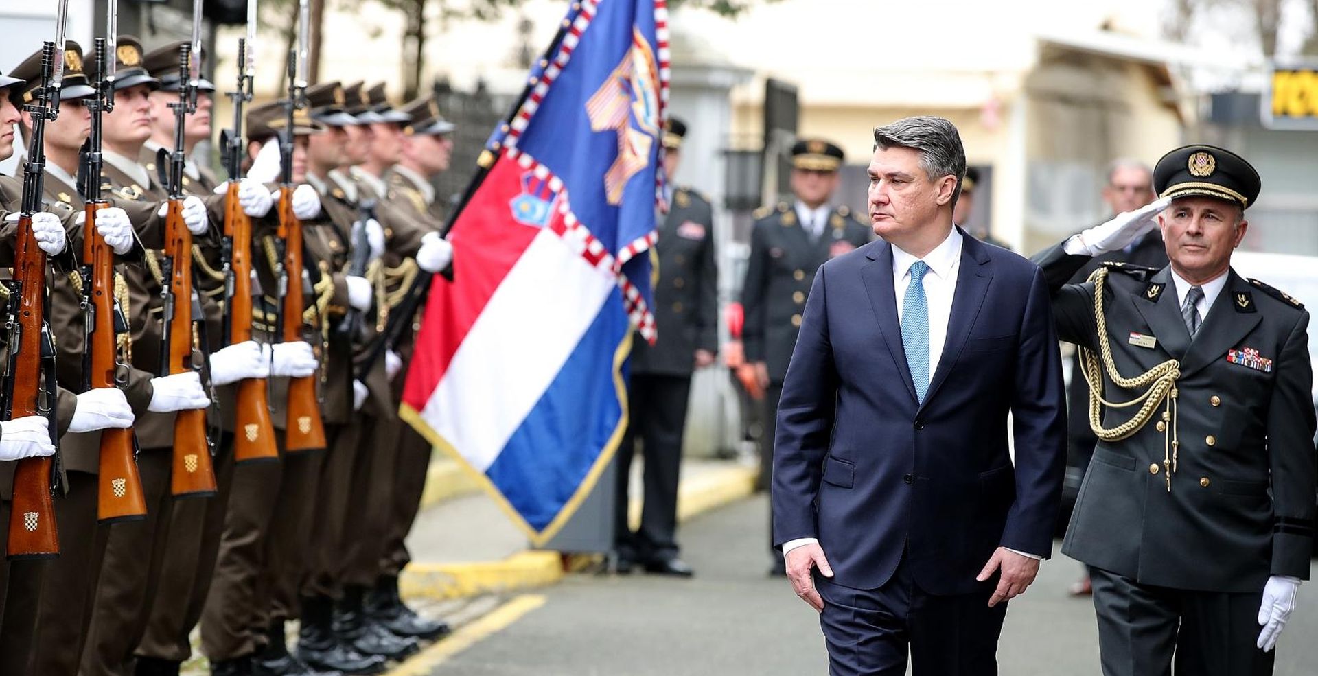 25.02.2020., Zagreb - Predsjednik Republike i vrhovni zapovjednik Oruzanih snaga Republike Hrvatske Zoran Milanovic sudjelovao je na programu obiljezavanja 26. obljetnice Pocasno-zastitne bojne i Dana vojne kapelanije Sv. Valentin u Vojarni 1. Hrvatski gardijski zbor na Tuskancu. 
Photo: Goran Stanzl/PIXSELL