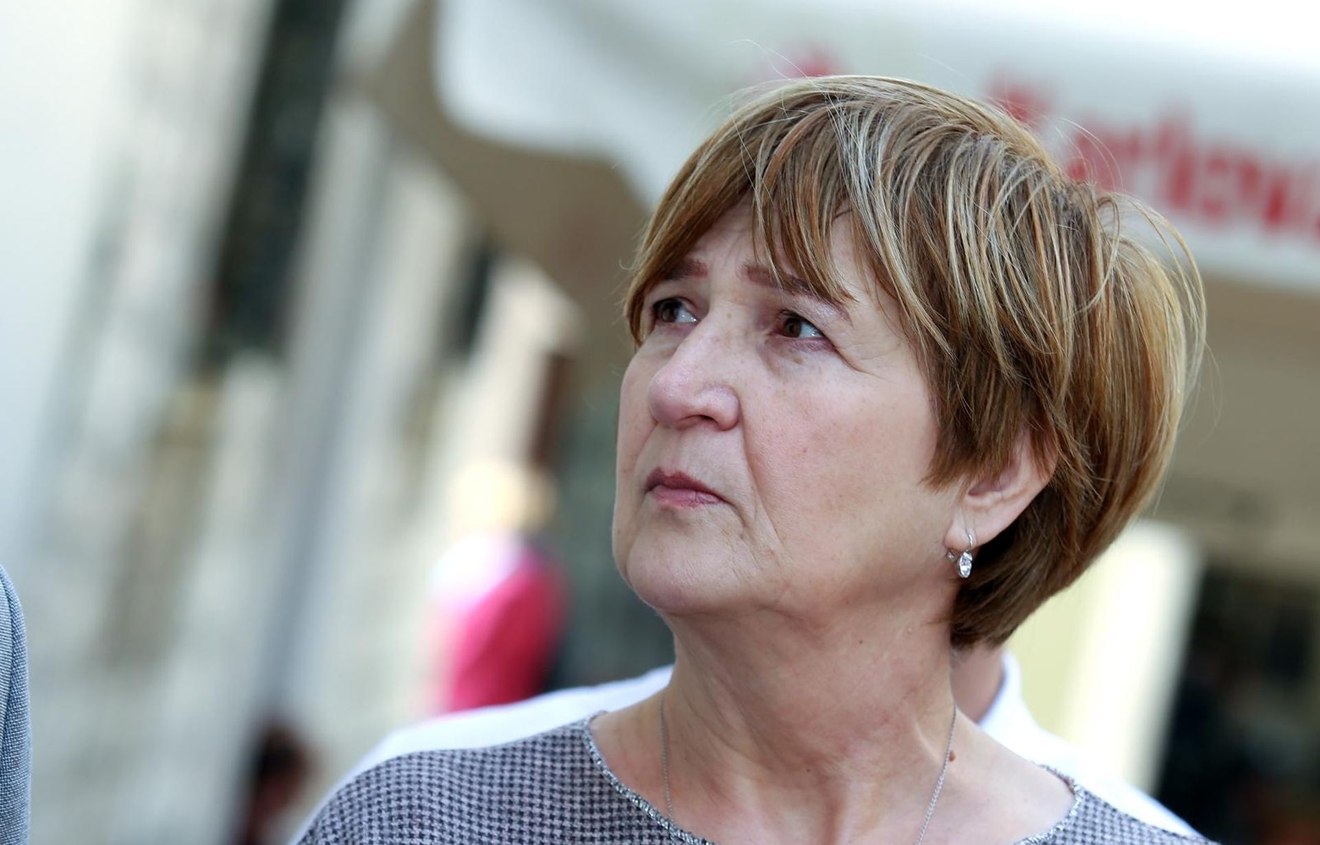 26.04.2019., Sibenik - Politicka platforma Hrvatski suverenisti odrzali su konferenciju za medije na temu "Sto je Hrvatska i Sibenik dobio, a sto je mogao dobiti ulaskom u EU". Europarlamentarna zastupnica Ruza Tomasic.  
Photo: Dusko Jaramaz/PIXSELL