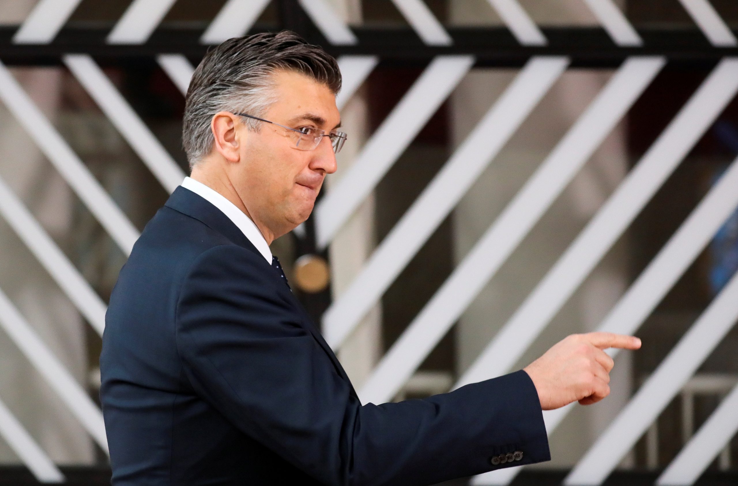 EU leaders summit in Brussels Croatia's Prime Minister Andrej Plenkovic gestures as he arrives for the second day of the European Union leaders summit, held to discuss the EU's long-term budget for 2021-2027, in Brussels, Belgium, February 21, 2020. REUTERS/Reinhard Krause REINHARD KRAUSE