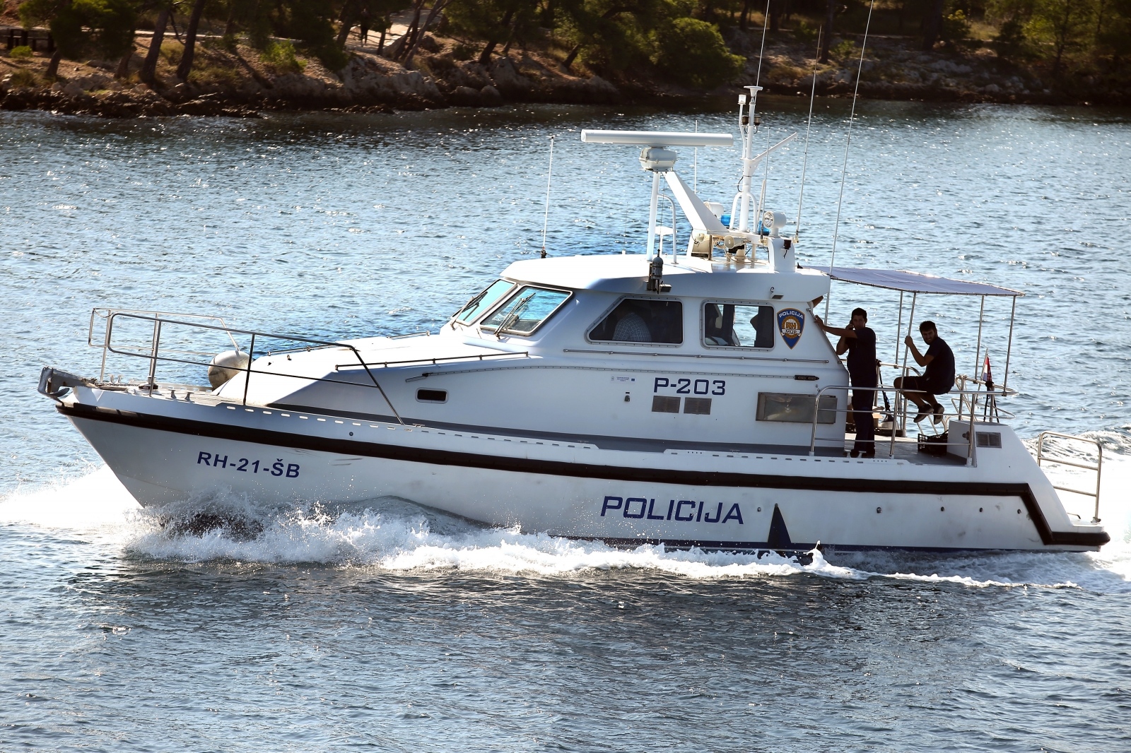 04.10.2019., Sibenik - Policijski gliser patrolira sibenskim akvatorijem.
Photo: Dusko Jaramaz/PIXSELL