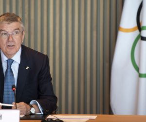 epa08266055 IOC President Thomas Bach from Germany speaks during the opening of the executive board meeting of the International Olympic Committee (IOC), at the Olympic House, in Lausanne, Switzerland, 03 March 2020.  EPA/LAURENT GILLIERON