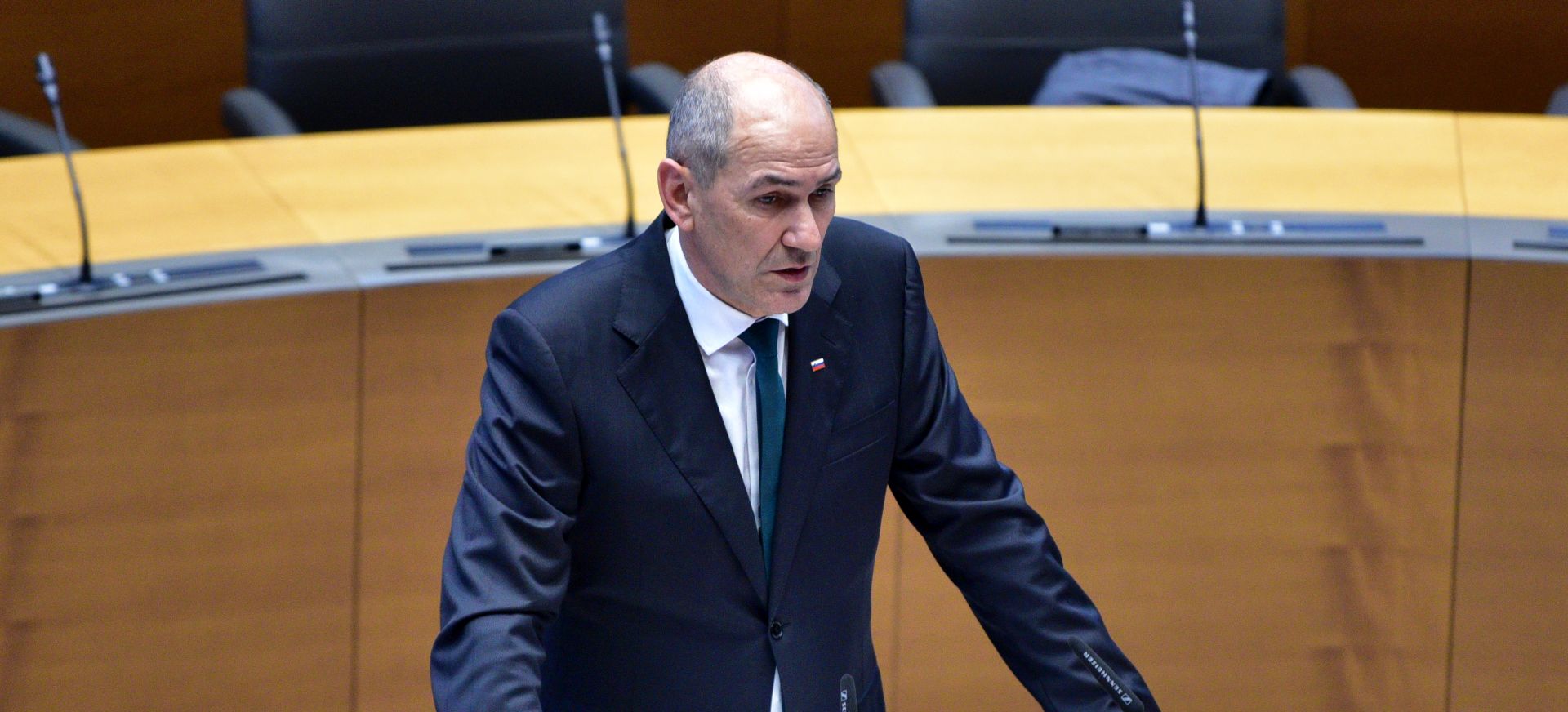 epa08267297 Leader of the Slovenian Democratic Party (SDS) Janez Jansa speaks at a session of the Slovenian Parliament to elect prime minister-designate, in Ljubljana, Slovenia, 03 March 2020. Jansa received mandate of lawmakers to form a new government after Prime Minister Marjan Sarec resigned in January. Jansa has 15 days to form the government that will still need to be approved by the parliament.  EPA/IGOR KUPLJENIK