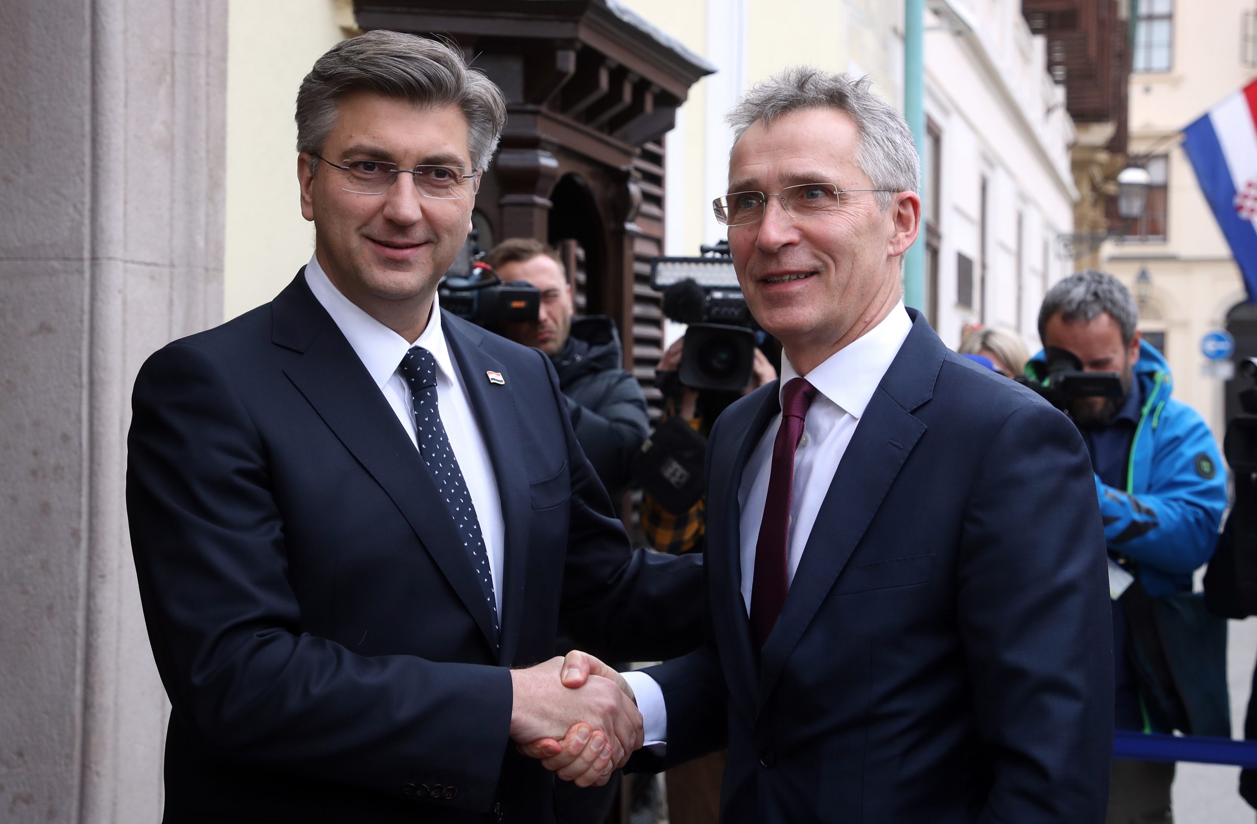 Zagreb, 04.03.2020 - Predsjednik Vlade Andrej Plenkovic sastao se s glavnim tajnikom NATO-a Jensom Stoltenbergom u Banskim dvorima.
foto HINA/ Damir SENCAR/ ds