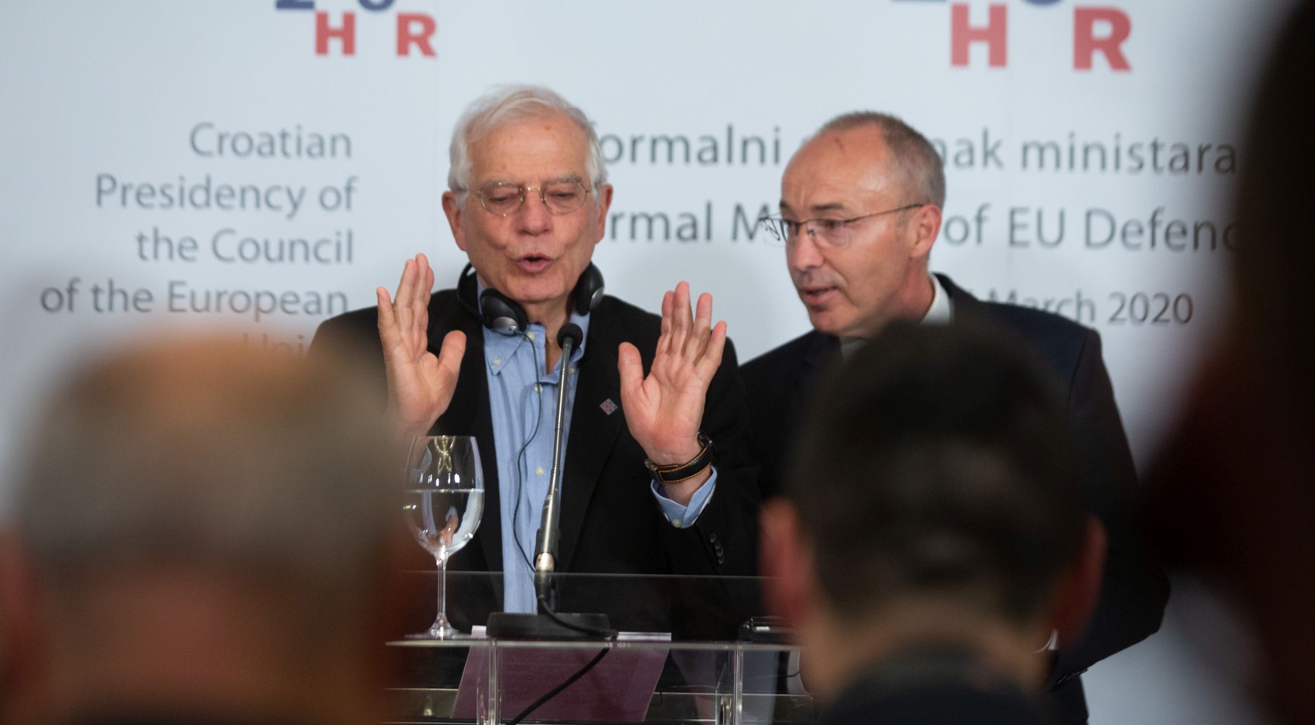 Zagreb, 05.03.2020 - Konferencija za medije nakon radne sjednice ministara obrane država članica Europske unije na kojoj će se raspravljati o prioritetima iz područja obrane. Na slici Josep Borrell, Damir Krstičević. foto HINA/ Daniel KASAP/ dk