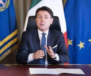 epa08287484 A handout photo made available by the Chigi Palace Press Office shows Italian Prime Minister Giuseppe Conte delivers his speech for the declarations on the new restrictions to contrast the spread of Coronavirus Covid-19 desease , at Chigi Palace in Rome, Italy, 11 March 2020.  EPA/FILIPPO ATTILI/CHIGI PALACE / HANDOUT  HANDOUT EDITORIAL USE ONLY/NO SALES