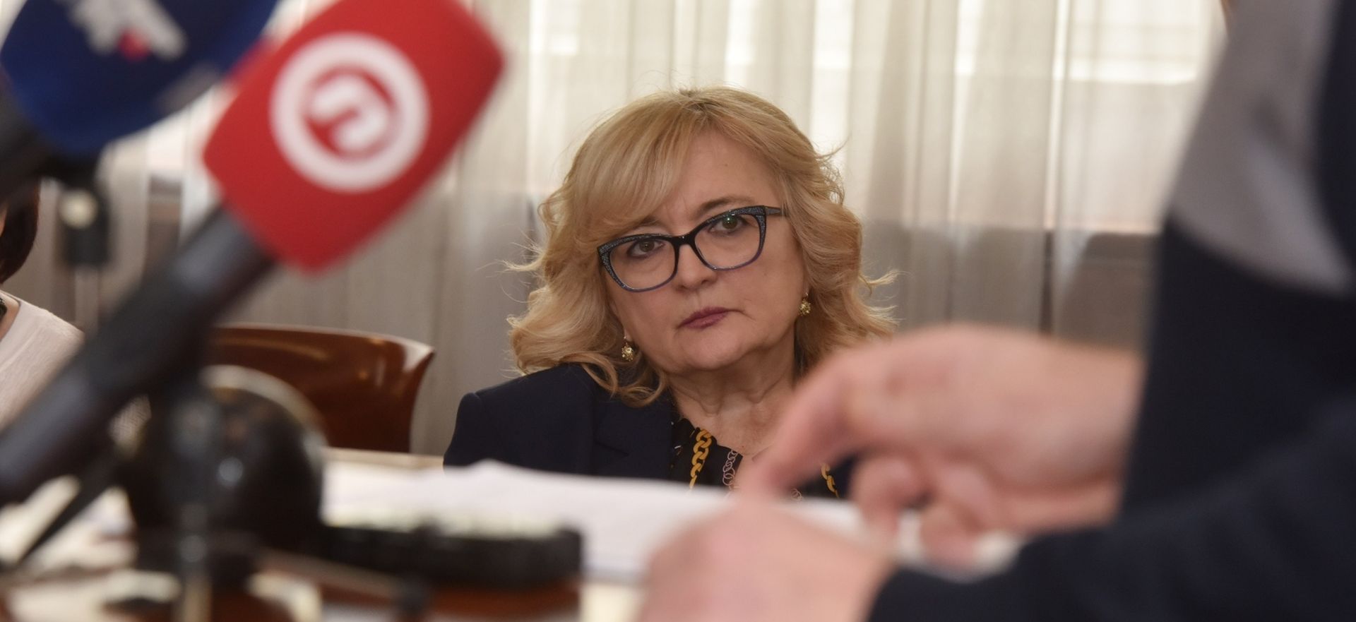 02.03.2020., Knin - Okrugli stol - Pet do dvanaest za opstanak opce i veteranske bolnice Hrvatski ponos -Knin. Ines Strenja Linic.
Photo: Hrvoje Jelavic/PIXSELL