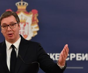 04.03.2020., Beograd, Srbija - Predsjednik Srbije Aleksandar Vucic obratio se javnosti uoci raspisivanja parlamentarnih izbora u Srbiji zakazanih za 26. travanj. Photo: Srdjan Ilic/PIXSELL