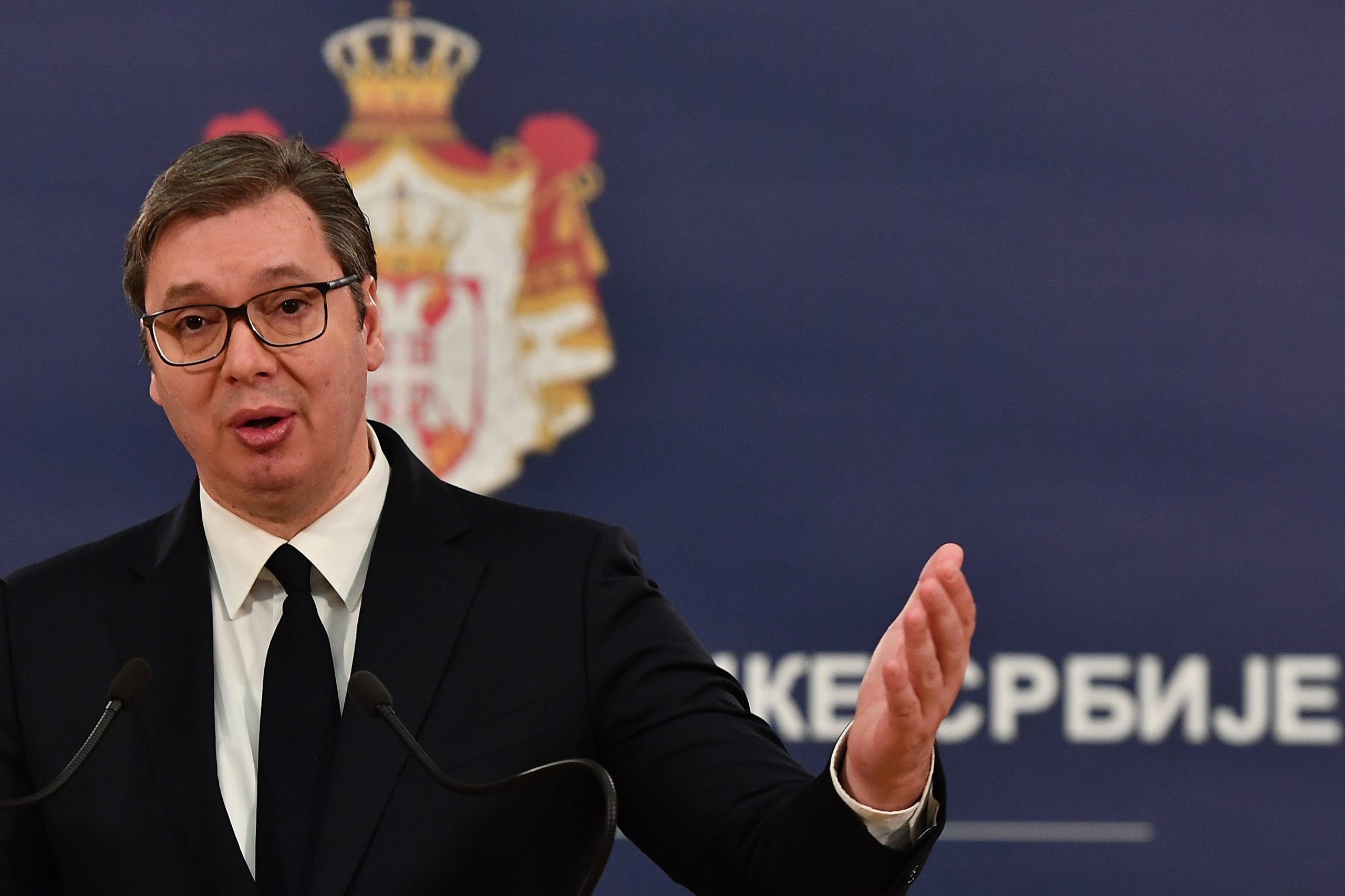 04.03.2020., Beograd, Srbija - Predsjednik Srbije Aleksandar Vucic obratio se javnosti uoci raspisivanja parlamentarnih izbora u Srbiji zakazanih za 26. travanj. Photo: Srdjan Ilic/PIXSELL