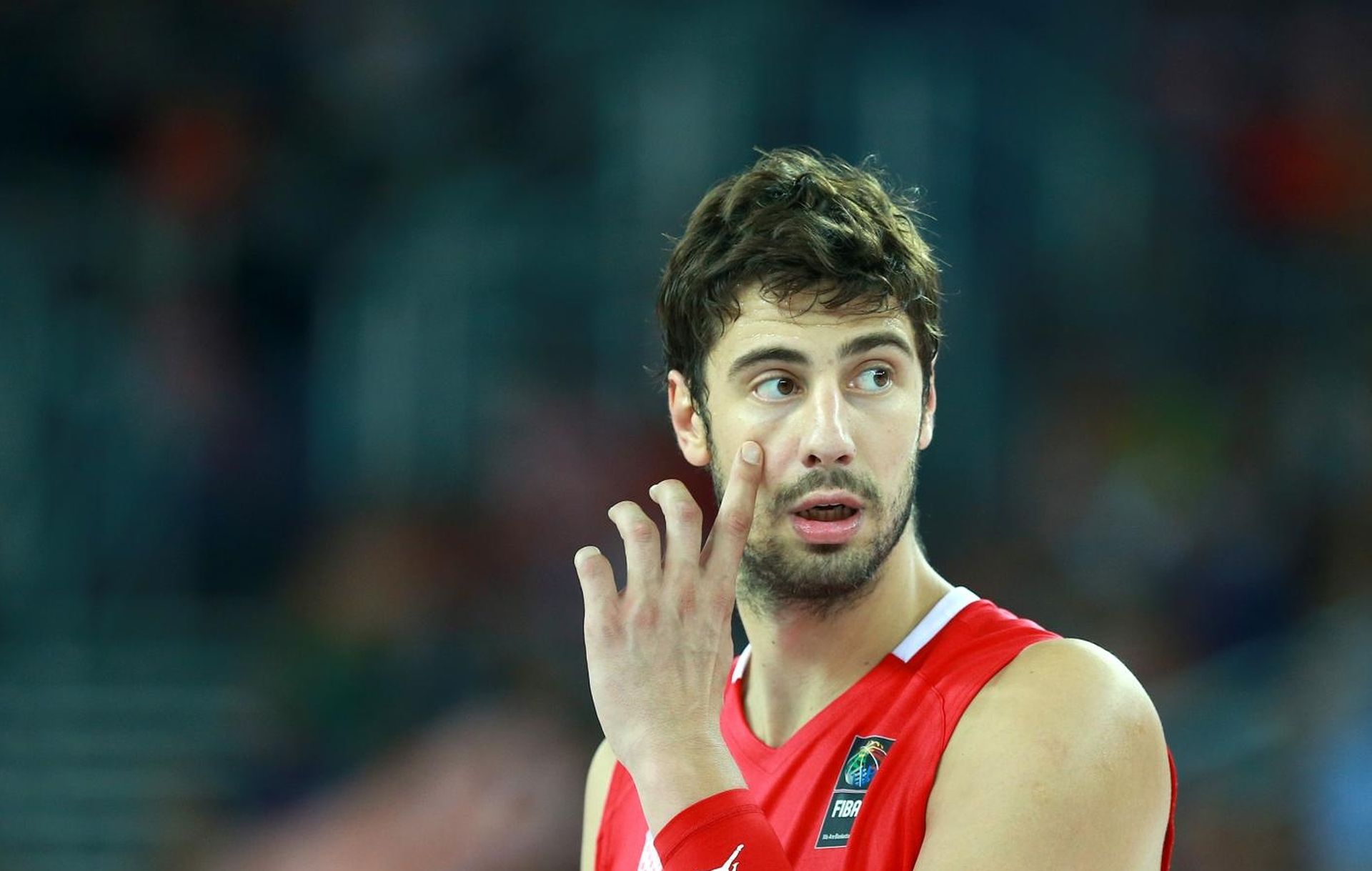 10.09.2015., Arena Zagreb, Zagreb - EuroBasket 2015., skupina C, 05. kolo, Gruzija - Hrvatska. Eurobasket 2015 po prvi puta odrzava se u cetiri drzave. Hrvatska (Zagreb), Njemacka (Berlin), Litvija (Riga) i Francuska (Montpellier) ugostit ce kosarkase tijekom grupnih susreta dok ce se zavrsnica turnira odrzati u francuskom Lilleu. Ante Tomic. Photo: Igor Kralj/PIXSELL