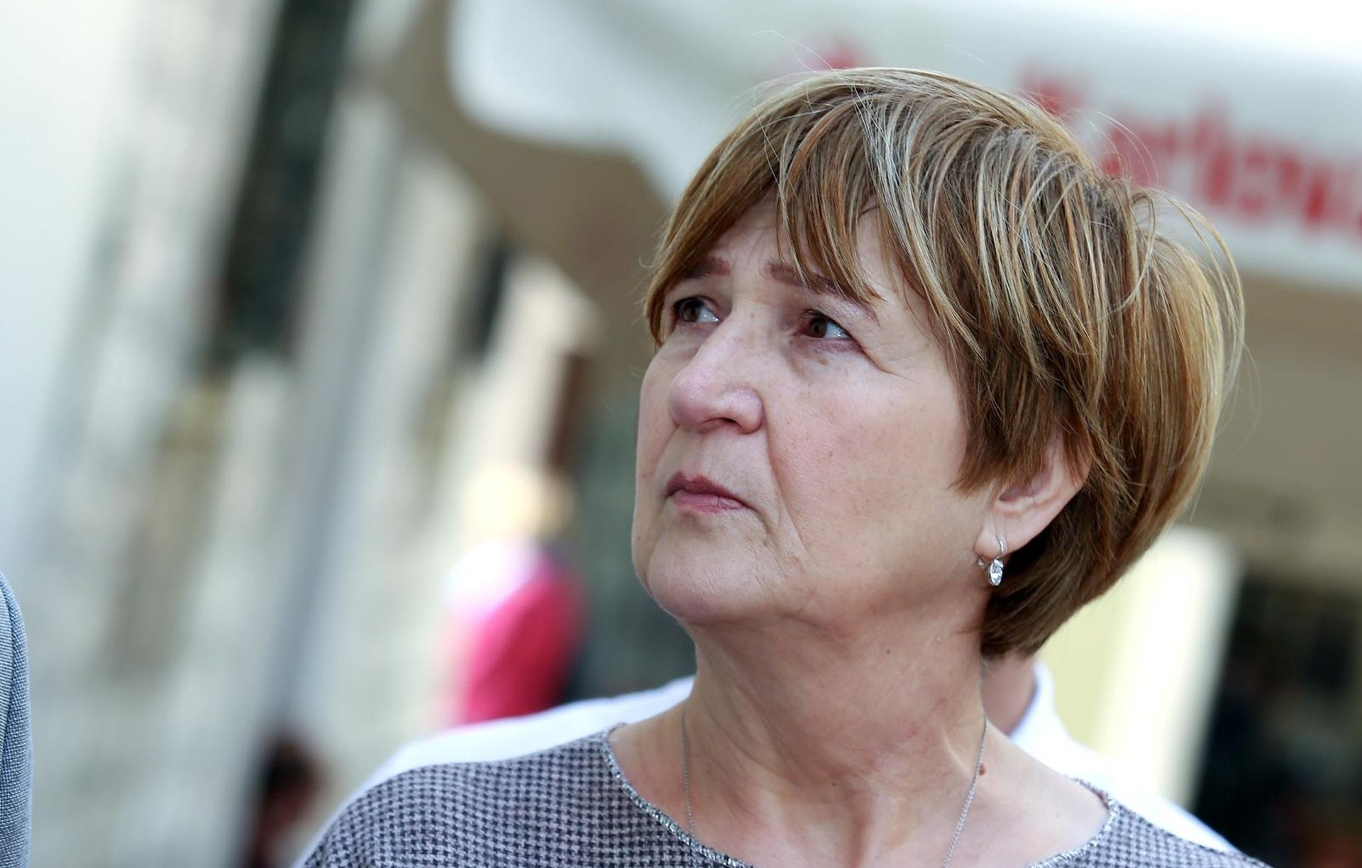 26.04.2019., Sibenik - Politicka platforma Hrvatski suverenisti odrzali su konferenciju za medije na temu "Sto je Hrvatska i Sibenik dobio, a sto je mogao dobiti ulaskom u EU". Europarlamentarna zastupnica Ruza Tomasic.  
Photo: Dusko Jaramaz/PIXSELL