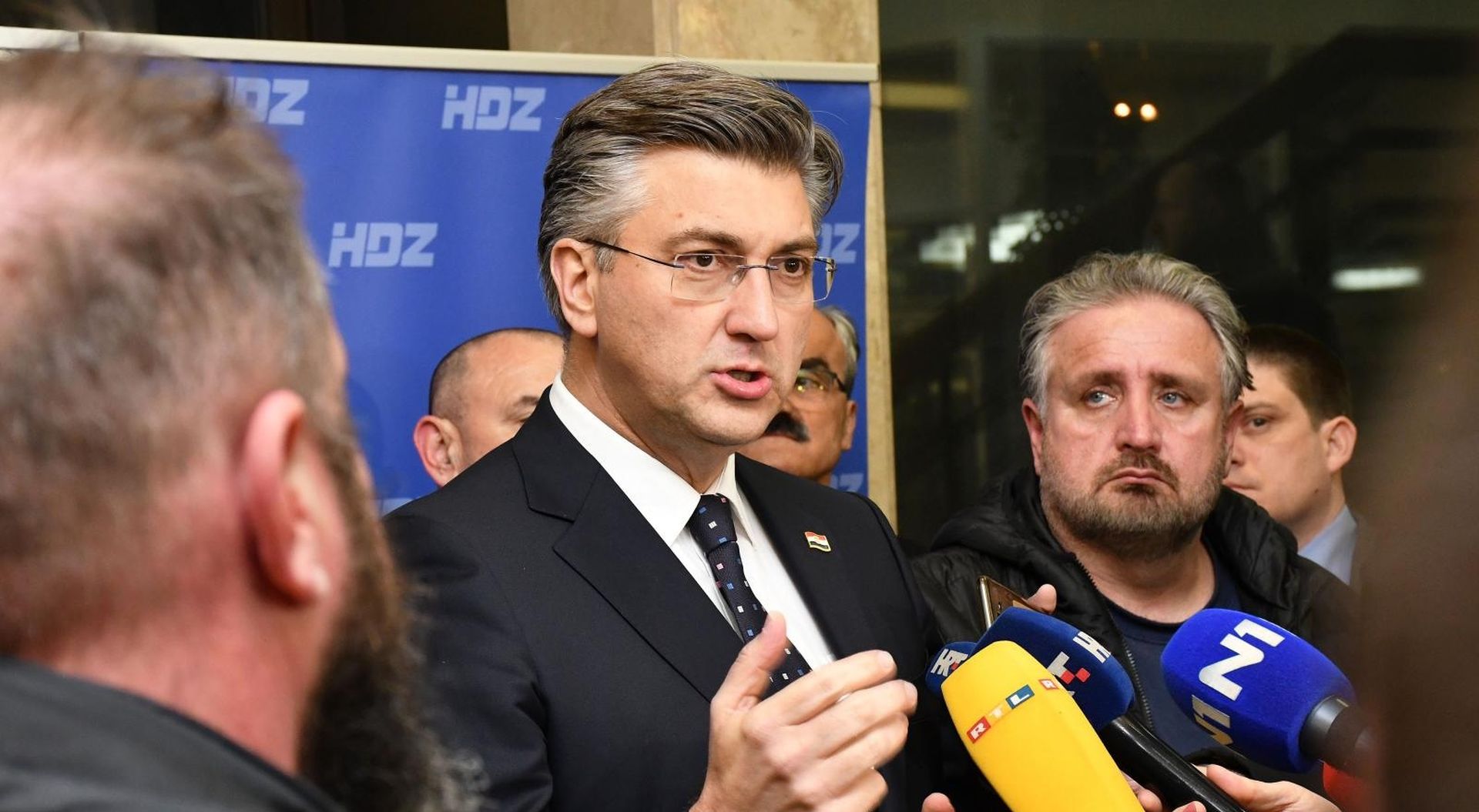 28.02.2020., Slavonski Brod - U Kazalisno-koncertnoj dvorani "Ivana Brlic Mazuranic" svecano je obiljezena 30. obljetnica osnivanja Hrvatske demokratske zajednice u Brodsko-posavskoj zupaniji. Andrej Plenkovic Photo: Ivica Galovic/PIXSELL