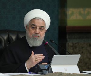 epa08321621 A handout photo made available by the Iranian President office shows Iranian president Hassan Rouhani speaks during the cabinet meeting, in Tehran, Iran, 25 March 2020. Media reported that Rouhani said that more stricter rules to stop people to come out will be announced soon due to COVID-19 disease pandemic, caused by the SARS-CoV-2 coronavirus in Iran. According to the latest report by the Ministry of Health, there are at least 27,017 confirmed cases of coronavirus infections and 2,077 people have died from the virus throughout Iran and 9,625 have recovered.  EPA/IRANIAN PRESIDENT OFFICE HANDOUT  HANDOUT EDITORIAL USE ONLY/NO SALES
