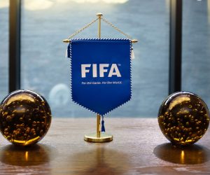 epa08334972 (FILE) - View of the FIFA logo displayed on a pennant at the FIFA headquarters in Zurich, Switzerland, 01 October 2016 (re-issued on 31 March 2020). The world governing body FIFA will set up a fund to assist competitions and players which have run into financial trouble because of the ongoing coronavirus COVID-19 pandemic, media reports stated on 31 March 2020.  EPA/MANUEL LOPEZ *** Local Caption *** 53048326