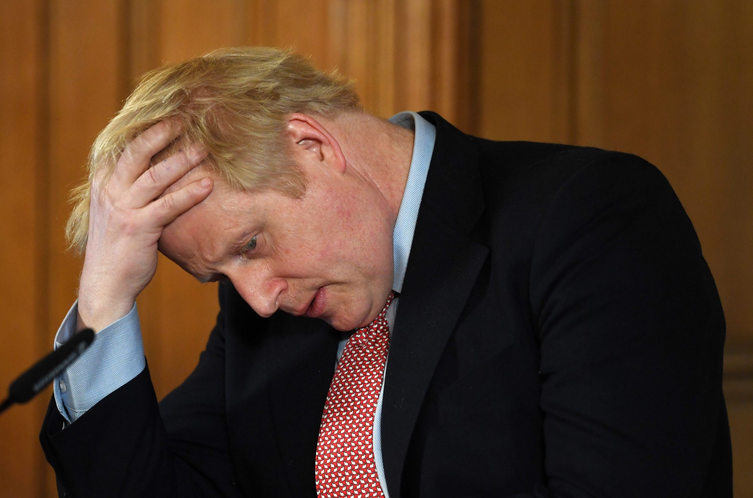 epa08346731 (FILE) British Prime Minister Boris Johnson speaks during a news conference inside 10 Downing Street in London, Britain, 12 March 2020 (reissued 06 April 2020). According to reports, British Prime Minister Boris Johnson has been moved to intensive care unit on 06 April 2020 after his symptoms have worsened. Johnson  was admitted to hospital yesterday, ten days after being tested positive for the SARS-CoV-2 coronavirus which causes the Covid-19 disease.  EPA/FACUNDO ARRIZABALAGA / POOL