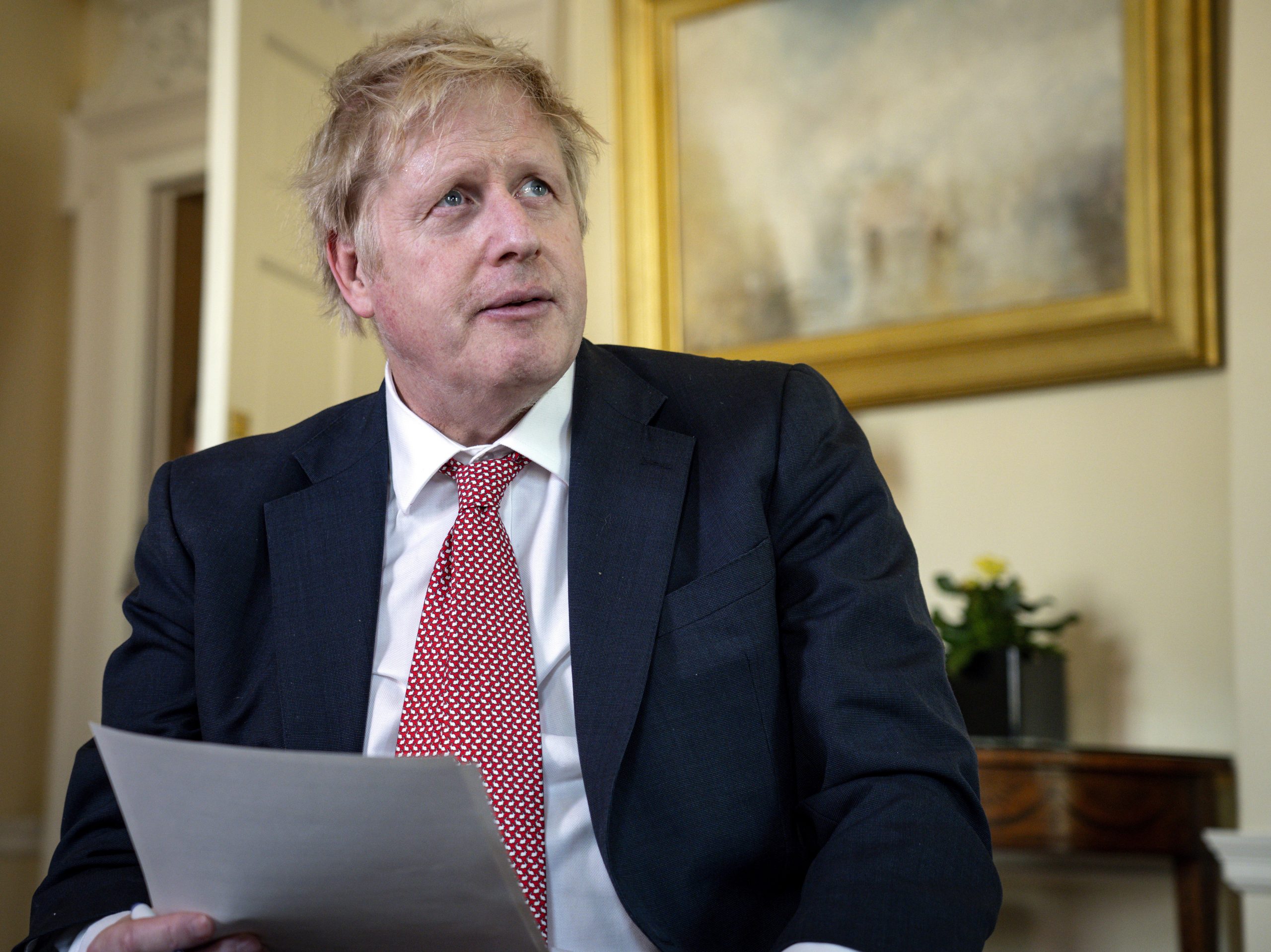 epa08359314 A handout photo made available by 10 Downing Street shows Britain's Prime Minister Boris Johnson thanks the NHS in a video message on Easter Sunday in 10 Downing Street in London, Britain, 12 April 2020. British Prime Minister Boris Johnson was discharged from hospital on 12 April 2020. Johnson was treated for the pandemic COVID-19 disease caused by the SARS-CoV-2 coronavirus at St. Thomas'.  EPA/PIPPA FOWLES/n10 DOWNING STREET / HANDOUT MANDATORY CREDIT: Pippa Fowles/n10 Downing Street. HANDOUT EDITORIAL USE ONLY/NO SALES