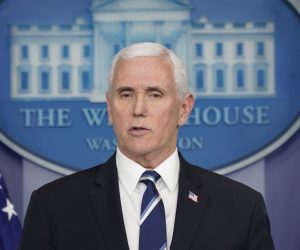 epa08367688 US Vice president Mike Pence speaks during a news briefing with members of the Coronavirus Task Force at the White House, in Washington, DC, USA, 16 April 2020.  EPA/Chris Kleponis / POOL