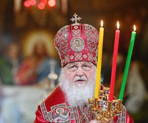 epa08371459 A handout photo made available by the Moscow Patriarchate press service shows Patriarch Kirill of Moscow (C) taking part in the Orthodox Easter holiday service in the Christ the Savior Cathedral in Moscow, Russia, 19 April 2020. Kirill called for believers to watch Easter services on television and not to visit churches, in line with authorities regulations on social distancing during the coronavirus pandemic.  EPA/OLEG VAROV / HANDOUT HANDOUT EDITORIAL USE ONLY/NO SALES HANDOUT EDITORIAL USE ONLY/NO SALES