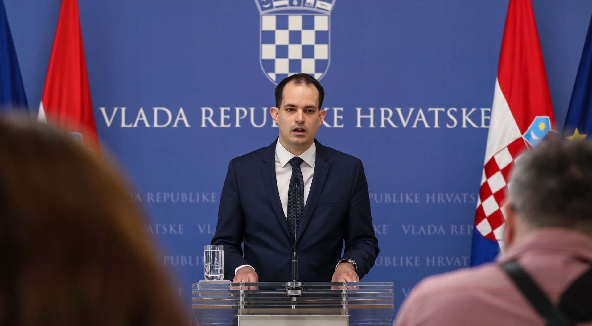 01.04.2020., Zagreb - Ministar Uprave Ivan Malenica na konferenciji za medije odrzanoj u Banskim dvorima, predstavio je sustav e-propusnica za gradjane. 
Photo: Jurica Galoic/PIXSELL