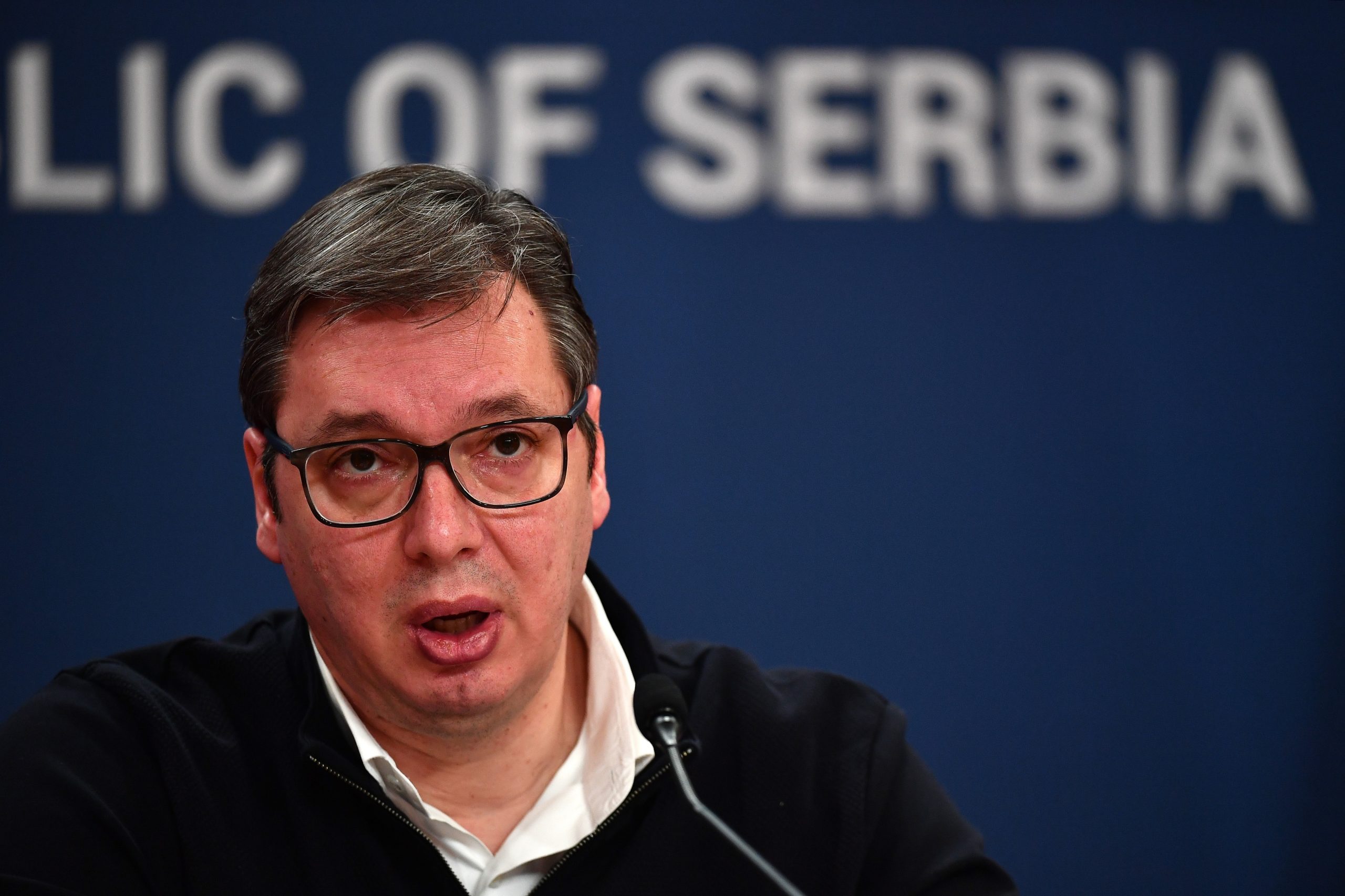 02.04.2020., Beograd, Srbija - Predsjednik Aleksandar Vucic na konferenciji za medije nakon sastanka sa clanovima Kriznog stozera za suzbijanje zarazne bolesti COVID-19 i Kriznog stozera za otklanjanje posljedica zarazne bolesti COVID-19. Photo: Srdjan Ilic/PIXSELL