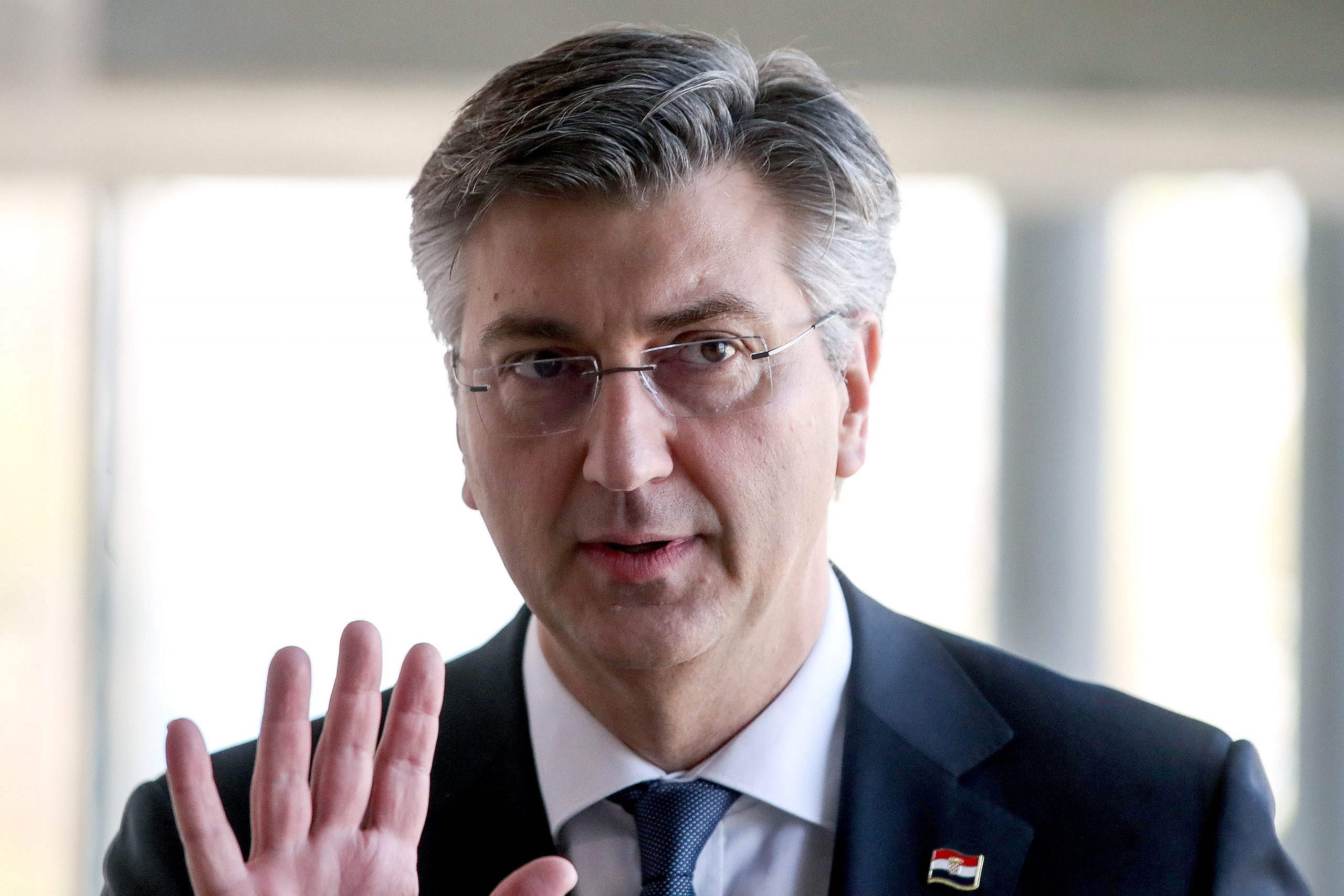 08.04.2020., Zagreb - Predsjednik Vlade RH Andrej Plenkovic predsjedao je sjednicom Koordinacije za sustav domovinske sigurnosti u Nacionalnoj i sveucilisnoj knjiznici.
Photo: Igor Kralj/PIXSELL