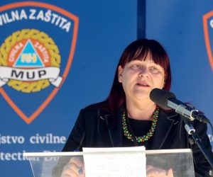 15.04.2020., Zagreb - Nacionalni stozer civilne zastite odrzao je konferenciju za medije o najnovijim detaljima sirenja koronavirusa u Hrvatskoj.  Maja Grba Bujevic, ravnateljica Hrvatskog zavoda za hitnu medicinu.
Photo: Igor Kralj/PIXSELL