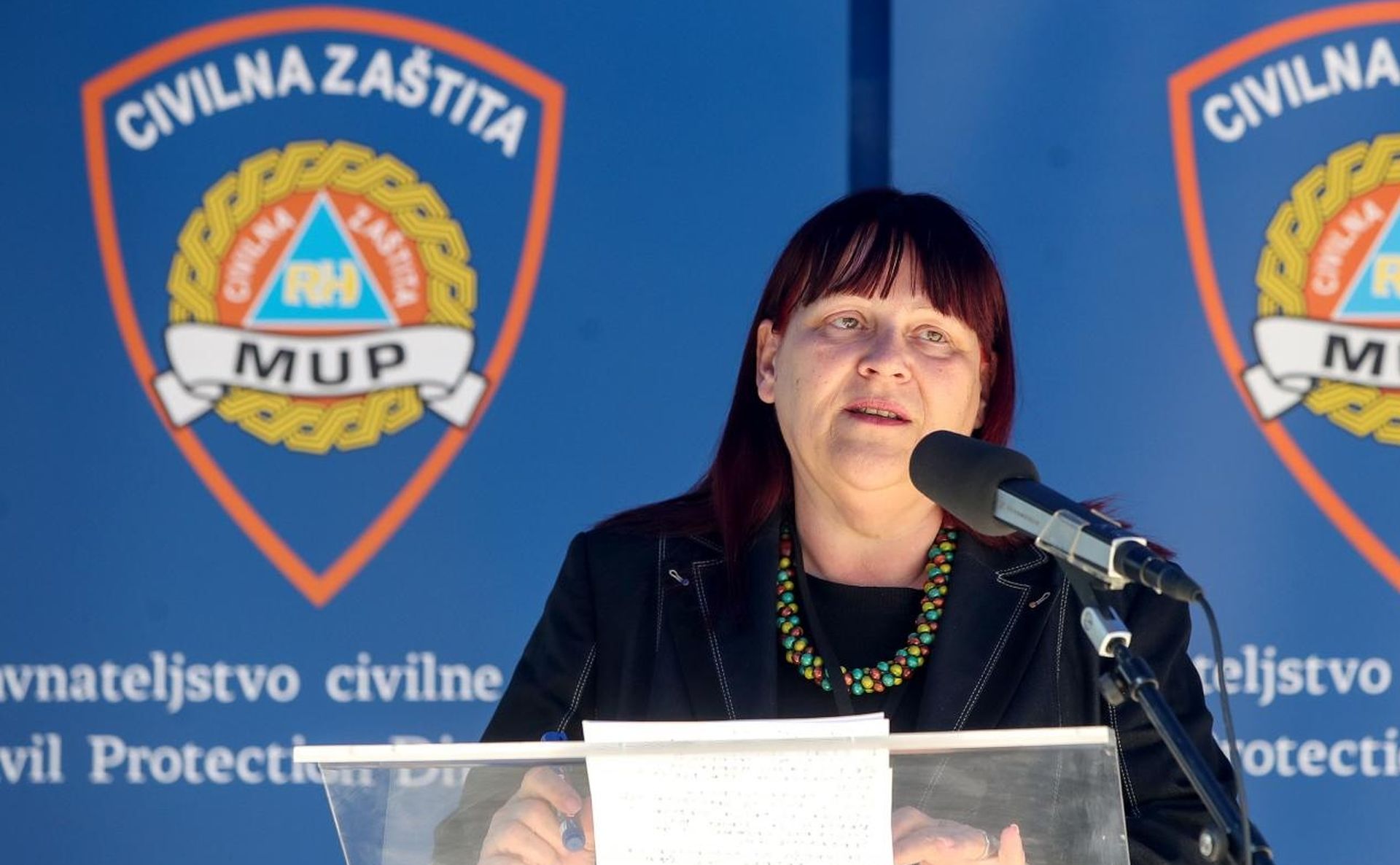 15.04.2020., Zagreb - Nacionalni stozer civilne zastite odrzao je konferenciju za medije o najnovijim detaljima sirenja koronavirusa u Hrvatskoj.  Maja Grba Bujevic, ravnateljica Hrvatskog zavoda za hitnu medicinu.
Photo: Igor Kralj/PIXSELL