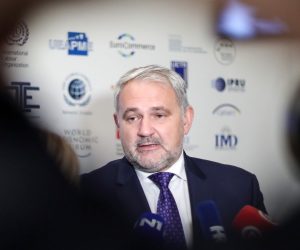 15.10.2019., Zagreb - Predsjednik HUP Davor Majetic, dao je izjavu za medije povodom otkazivanja konferencije za medije na kojoj su se trebali ocitovati  o odlukama Vlade uz najavljene promjene u podrucju zakona rada.
Photo: Borna Filic/PIXSELL