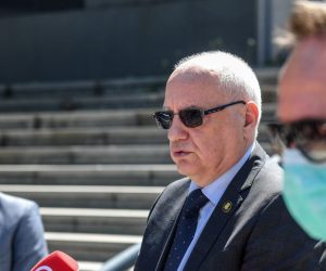 17.04.2020.., Zagreb - Konferencija za medije Sredisnjeg drzavnog ureda za sport, nakon izglasavanja dopuna Zakona o sportu u Saboru, kojim ??e se usvojiti mjera za potporu sektoru sporta. Tomislav Druzak i Kresimir Samija  Photo: Josip Regovic/PIXSELL