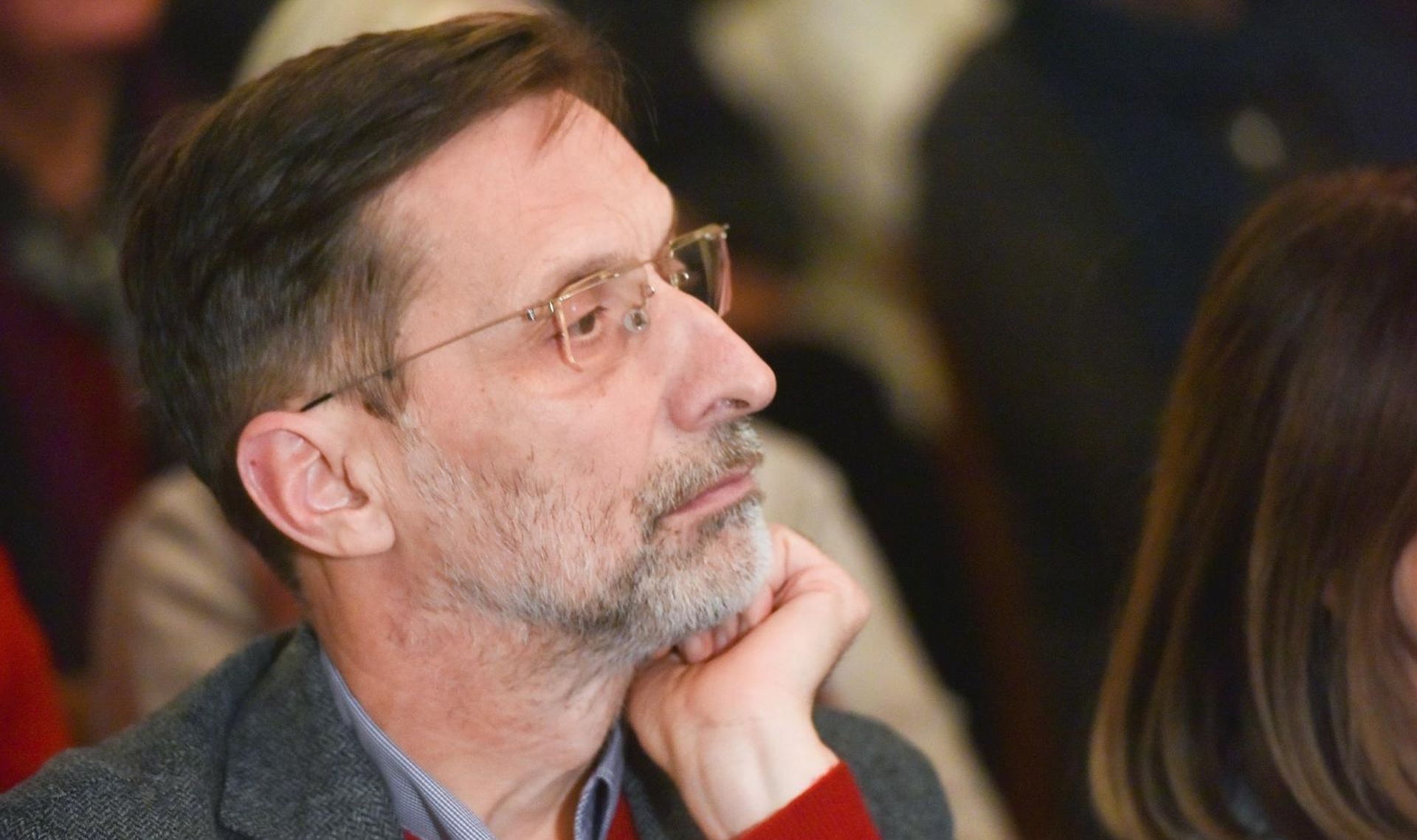 21.01.2020., Zagreb - Drustvo hrvatskih knjizevnika organiziralo predavanje Sanje Nikcevic pod nazivom "Pravo na lijepo/dobro/sveto u umjetnosti", povodom pokretanja nove izdavacke kuce Citadela libri i objavljivanja knjige Rajmund Kupareo "Prebivao je medju nama". Miro Gavran. 
Photo: Davorin Visnjic/PIXSELL