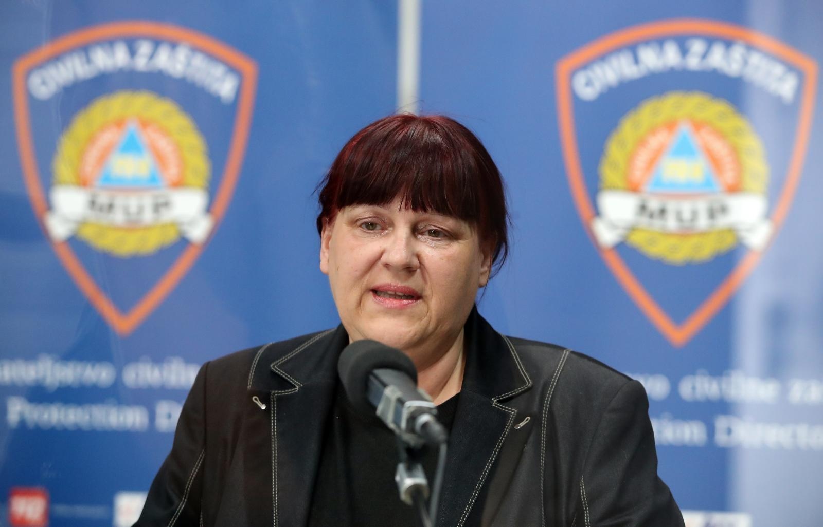 Zagreb, 29.04.2020 - Konferencija za medije Stozera civilne zastite Republike Hrvatske. Ravnateljica Hrvatskog zavoda za hitnu medicinu Maja Grba Bujevic.
Photo: Damir Sencar/HINA/POOL/PIXSELL