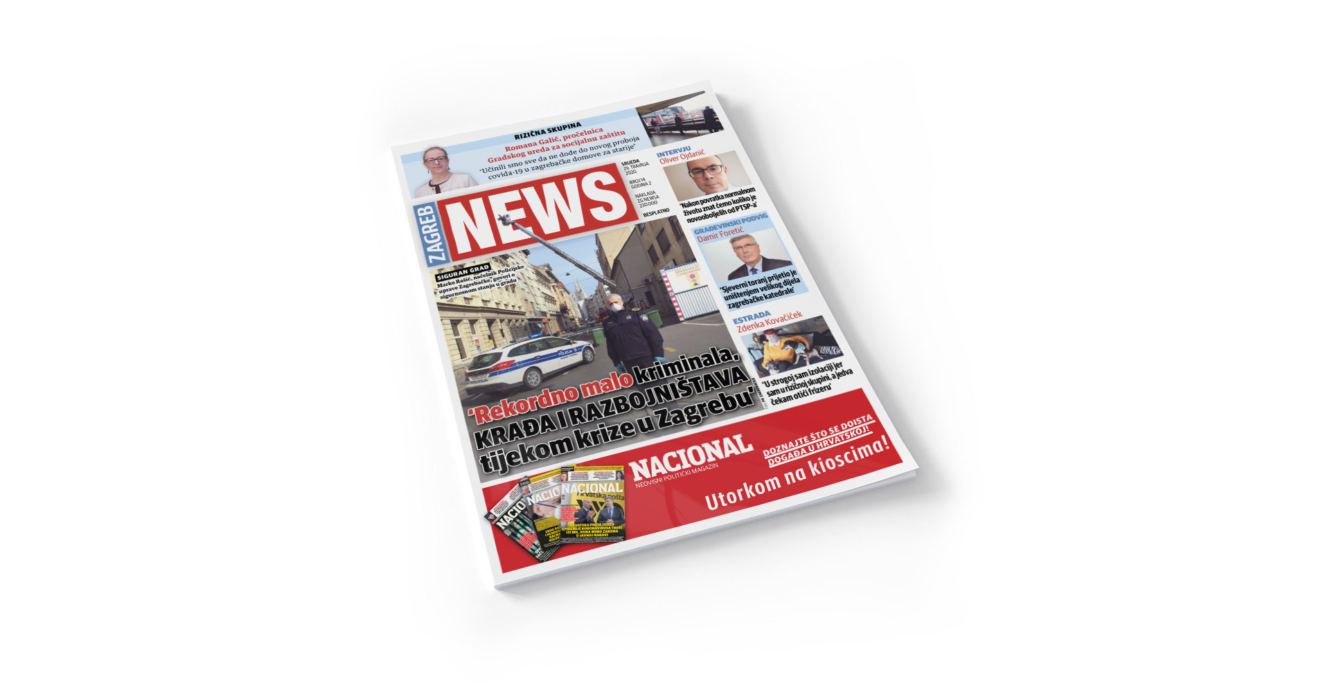 Magazine cover cut out on white Mockup