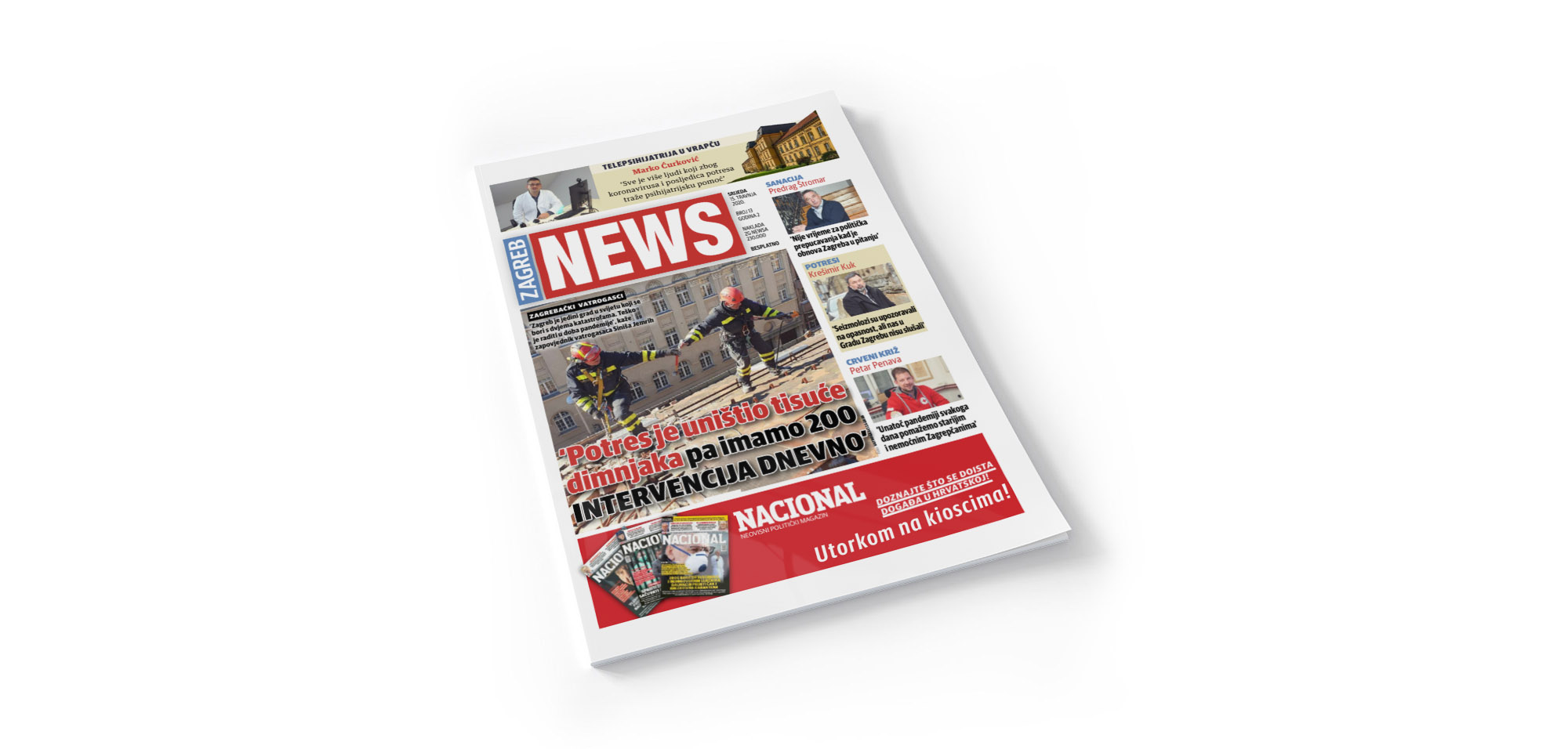 Magazine cover cut out on white Mockup