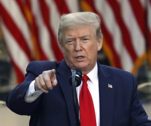 epa08388284 US President Donald J. Trump speaks at a news conference in the Rose Garden at the White House in Washington, DC, USA, on 27 April 2020.  EPA/Yuri Gripas / POOL