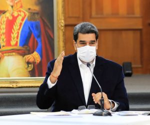 epa08401733 A handout photo made available by Miraflores Presidential Palace shows Venezuelan President Nicolas Maduro during a meeting with members of the Armed Forces in Caracas, Venezuela, 04 May 2020. Venezuelan authorities claimed on Monday that a 'foiled sea invasion' at the weekend was part of a plan to assassinate President Nicolas Maduro. Ten people have been arrested and eight were killed, all linked to the operation, according to the government. In his first public appearance after the incident, Maduro claimed that the objective of the mission 'was to kill the President of Venezuela... to try to kill me.'  EPA/MIRAFLORES PRESIDENTIAL PALACE / HANDOUT  HANDOUT EDITORIAL USE ONLY/NO SALES