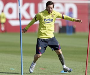epa08424361 A handout picture made available by Spanish soccer team FC Barcelona shows FC Barcelona's Lionel Messi attending an individual training session at Joan Gamper sports city in Barcelona, Catalonia, Spain, 15 May 2020. FC Barcelona returned to training last Friday 08 May 2020 after 56 days following the outbreak of COVID-19. Team's members were tested on 06 May 2020 ahead of the first phase of the individual training sessions amid the de-escalation process.  EPA/MIGUEL RUIZ / FC BARCELONA HANDOUT HANDOUT HANDOUT EDITORIAL USE ONLY/NO SALES