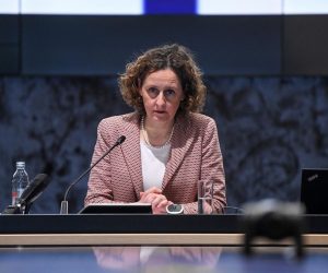 08.04.2020., Zagreb - Ministrica Nina Obuljen Korzinek u Nacionalnoj i sveucilisnoj knjiznici s ministrima EU odrzala videokonferenciju EYCS Culture. Photo: Josip Regovic/PIXSELL/EU2020
