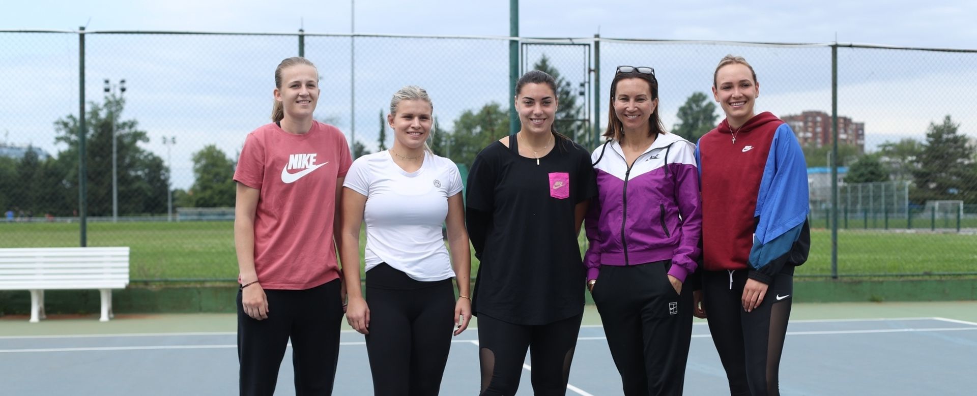 11.05.2020., Zagreb - Okupljanje i druzenje s novinarima Hrvatske Fed Cup reprezentacije na teniskim terenima HTK Zagreb. Jana Fett, Ana Konjuh, Iva Majoli, Donna Vekic.  
Photo: Luka Stanzl/PIXSELL