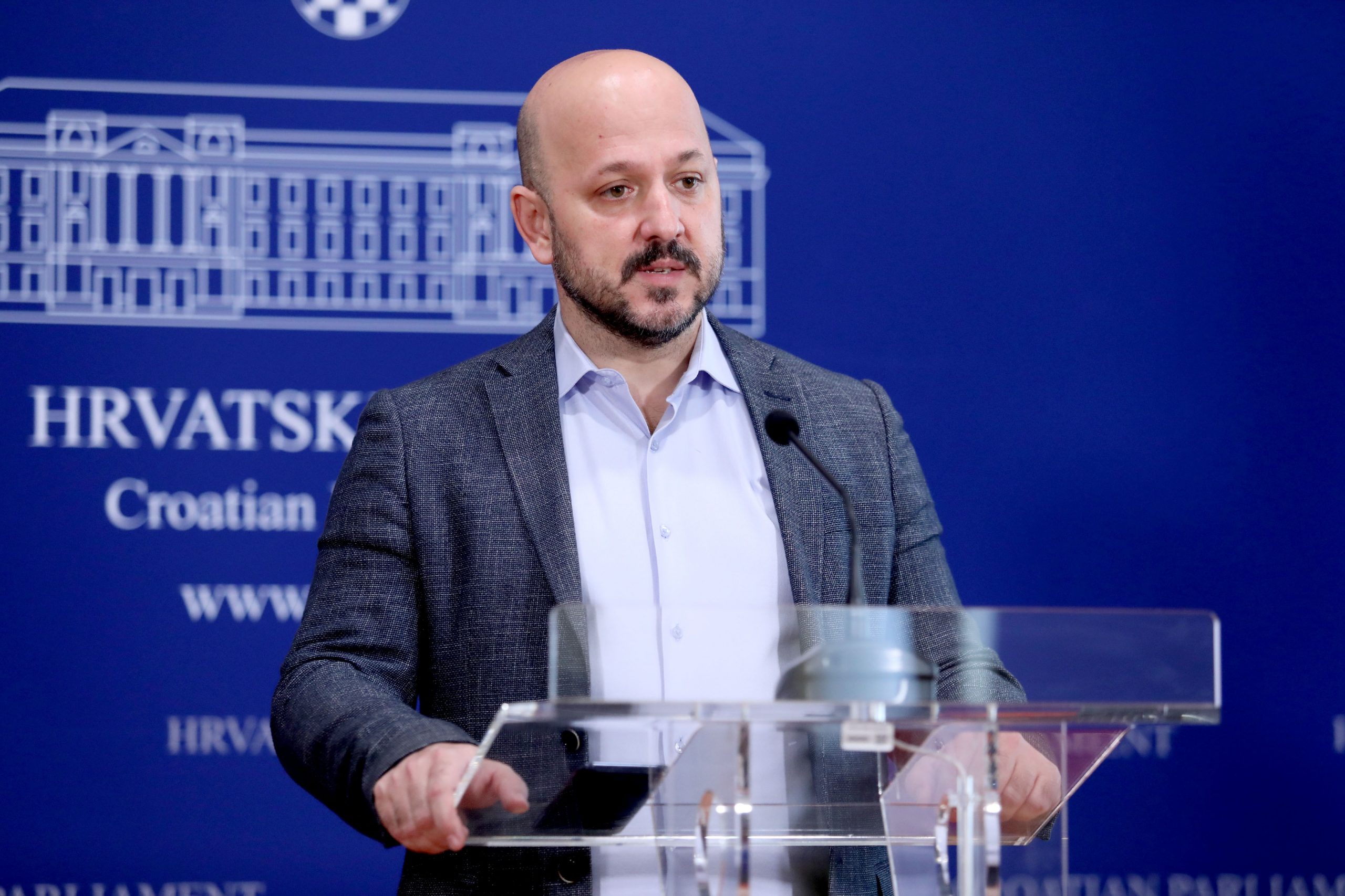 14.05.2020., Zagreb - Na konferenciji za medije odrzanoj u Saboru o Zakonu o obnovi Grada Zagreba govorio je zastupnik Gordan Maras. Photo: Patrik Macek/PIXSELL