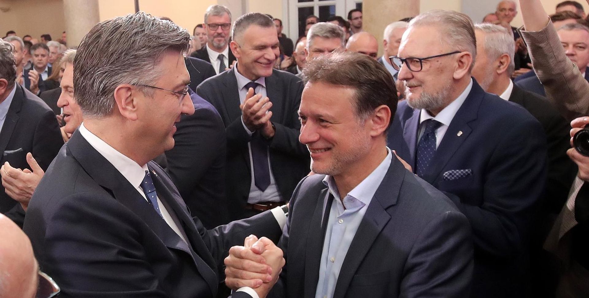 15.02.2020., Zagreb - Predsjednik Hrvatske demokratske zajednice Andrej Plenkovic i njegov tim: Ivan Anusic, Branko Bacic, Zdravka Busic, Oleg Butkovic i Tomo Medved predstavili su program pod nazivom Odvazno za Hrvatsku za predstojece unutarstranacke izbore. Gordan Jandrokovic 
Photo: Goran Stanzl/PIXSELL