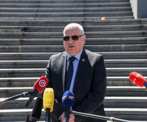 17.04.2020.., Zagreb - Konferencija za medije Sredisnjeg drzavnog ureda za sport, nakon izglasavanja dopuna Zakona o sportu u Saboru, kojim ??e se usvojiti mjera za potporu sektoru sporta. Tomislav Druzak i Kresimir Samija  Photo: Josip Regovic/PIXSELL
