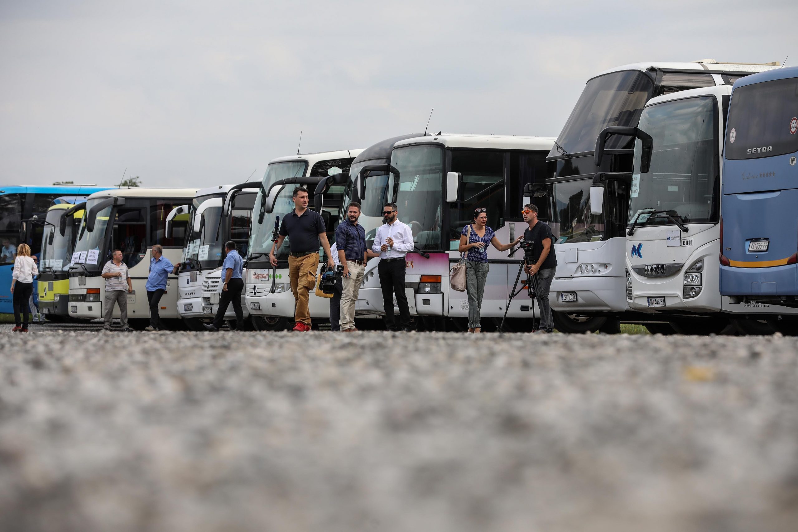 23.08.2019,Zagreb - Prosvjedna voznja vozaca javnolinijskog prijevoza krenula je s parkiralista kod Zagrebacko velesajma prema Ministarstvu mora, prometa i veza. Photo: Jurica Galoic/PIXSELL