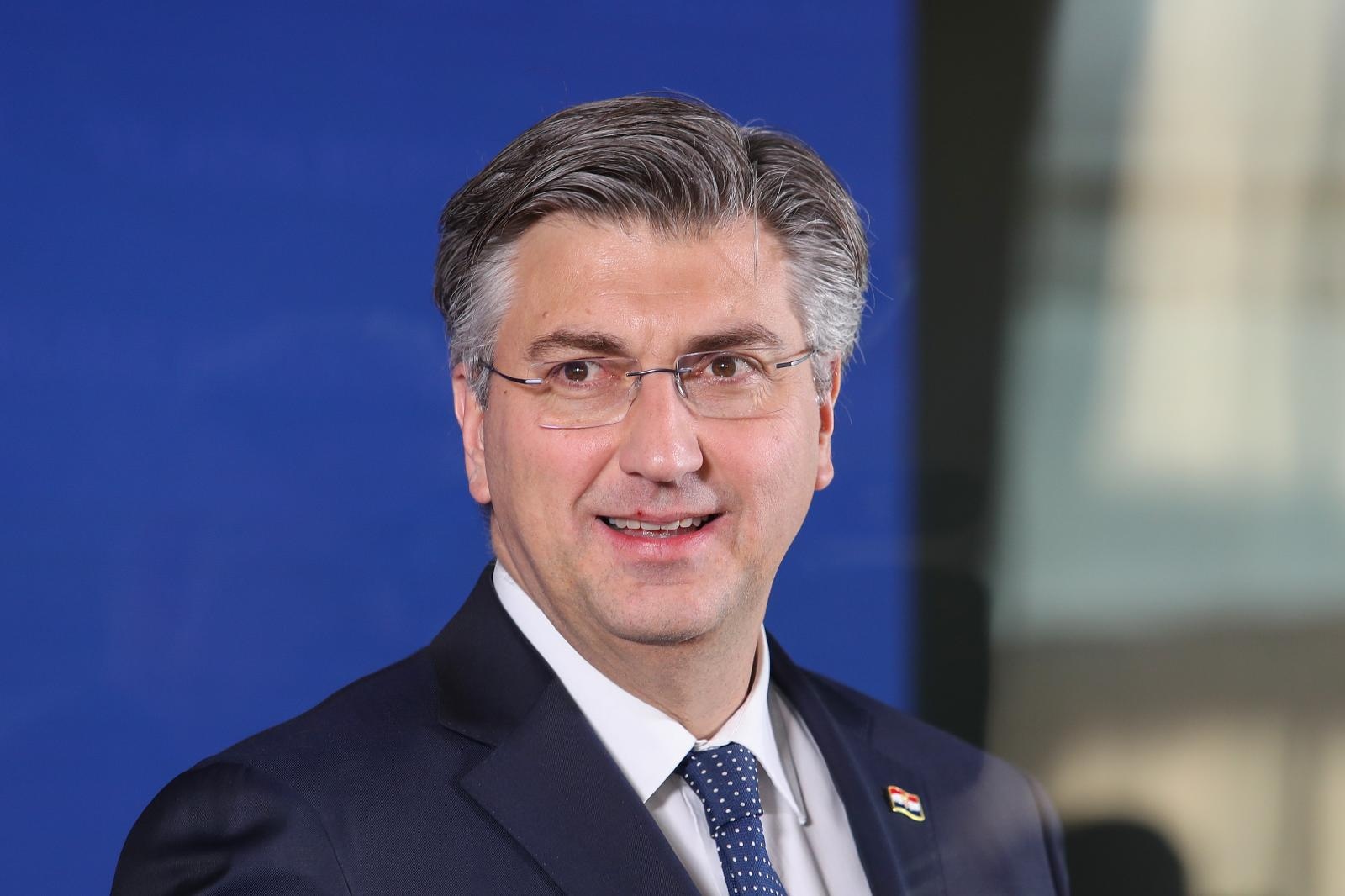 24.04.2020., Zagreb - Nacionalna sveucilisna knjiznica, predsjednik Vlade Andrej Plenkovic odrzao je sastanak s predstavnicima Grada Zagreba te arhitektonske i gradjevinske struke na temu potresa koji je zadesio Zagreb i sanacije steta Uz predsjednika Vlade. Premijer Andrej Plenkovic. 
Photo: Luka Stanzl/PIXSELL