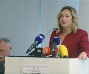 29.11.2019., Zagreb - Konferencija za medije Sindikata hrvatskih ucitelja i Nezavisnog sindikata zaposlenih u srednjim skolama Hrvatske na temu strajka u osnovnim i srednjim skolama. Predsjednica Sindikata hrvatskih ucitelja Sanja Sprem Photo: Dalibor Urukalovic/PIXSELL