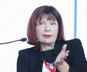 29.11.2019., Zagreb - U Nacionalnoj i sveucilisnoj knjiznici odrzana je konferencija "Hrvatska kakvu trebamo: Predsjedanje Hrvatske EU" u ogranizaciji Vecernjeg lista. Panel diskusija: EU i gospodarstvo. predsjednica Hrvatske udruge poslodavaca Gordana Deranja Photo: Luka Stanzl/PIXSELL