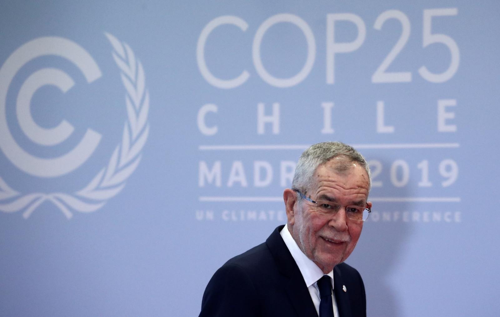 U.N. climate change conference (COP25) in Madrid Austria's President Alexander van der Bellen arrives to attend the U.N. climate change conference (COP25) in Madrid, Spain, December 2, 2019. REUTERS/Sergio Perez SERGIO PEREZ