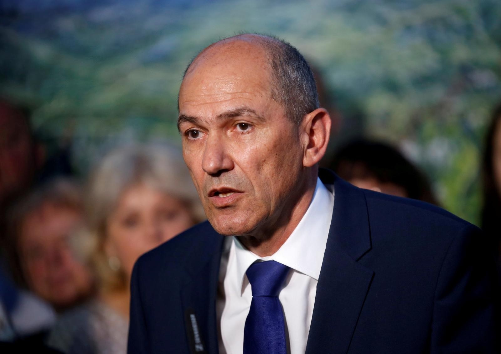 FILE PHOTO: Janez Jansa, leader of the Slovenian Democratic Party (SDS), speaks to the media and supporters after the general election in Ljubljana FILE PHOTO: Janez Jansa, leader of the Slovenian Democratic Party (SDS), speaks to the media and supporters after the general election in Ljubljana, Slovenia, June 3, 2018. REUTERS/Borut Zivulovic/File Photo Borut Zivulovic