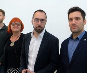 Zagreb, 08.06.2020. - Gradski zastupnici Kluba zastupnika lijevog bloka u Gradskoj skupštini Grada Zagreba Tomislav Tomašević (Zagreb je NAŠ!), Rada Borić (Nova ljevica), David Bilić (Radnička fronta) i Svibor Jančić (Za grad) održali sukonferenciju za medije. 
Na fotografiji David Bilić, Rada Borić, Tomislav Tomašević, Svibor Jančić.
foto HINA/ Edvard ŠUŠAK/ es
