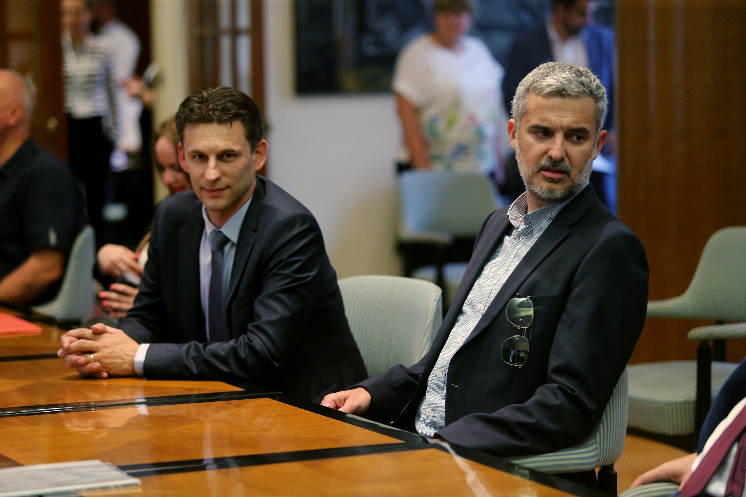 16.06.2020., Sabor, Zagreb - Predstavnici stranke MOST nezavisnih lista predali su kandidacijsku listu za parlamentarne izbore Drzavnom izbornom povjerenstvu u Saboru. Bozo Petrov, Nino Raspudic. 
Photo: Dalibor Urukalovic/PIXSELL