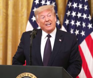 epa08491491 US President Donald J. Trump participates in an event held to introduce a plan to help prevent suicide among US veterans, in the East Room of the White House in Washington, DC, USA, 17 June 2020. US veterans have a suicide rate one and a half times higher than nonveteran adults, according to the 2019 National Veteran Suicide Prevention Annual Report.  EPA/MICHAEL REYNOLDS