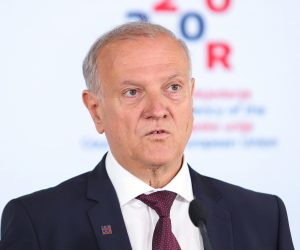 04.06.2020., Zagreb - U Nacionalnoj i sveucilisnoj knjiznici ministar pravodudja Drazen Bosnjakovic odrzao je videokonferenciju s ministrima pravosudja drzava clanica Europske unije. 
Photo: Luka Stanzl/PIXSELL/EU2020HR